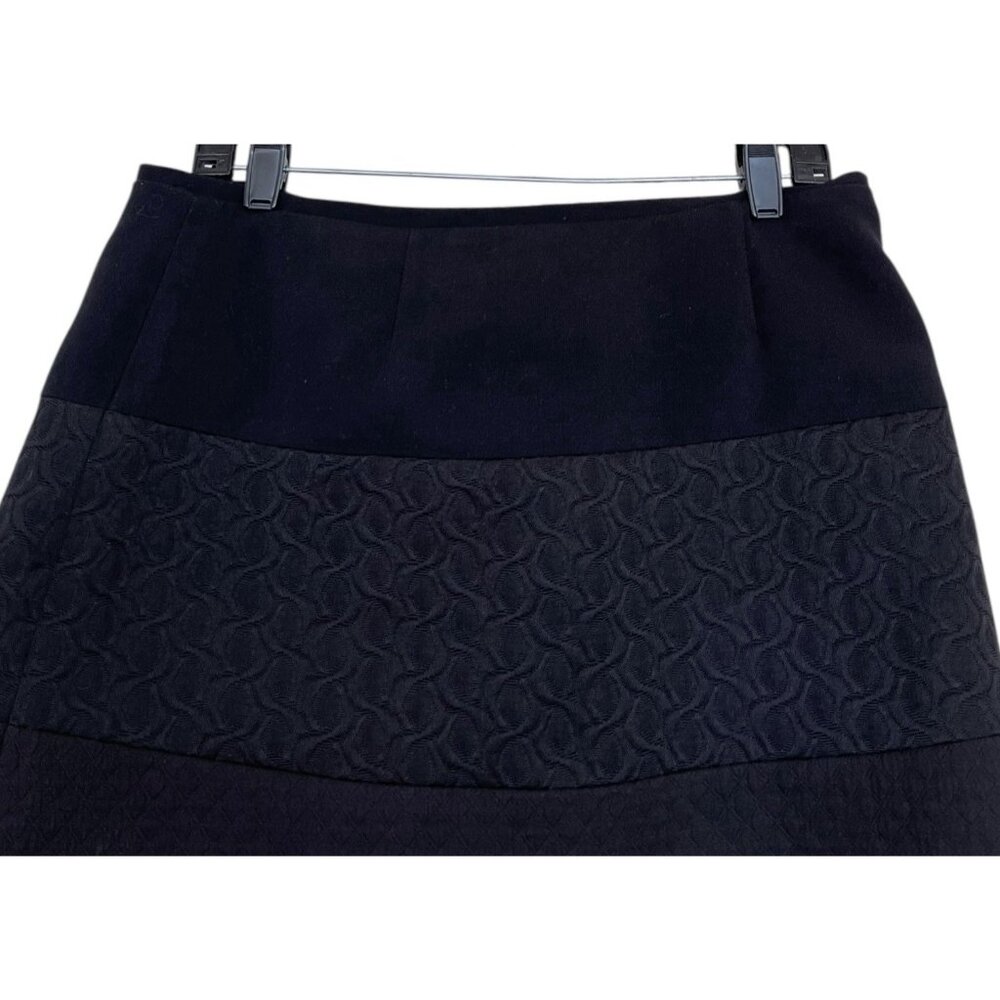 Cabi Asymmetrical Wrap Skirt Medium Black Mini Textured Buttons Short Swathe - Picture 6 of 10